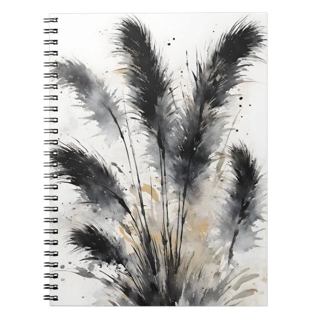 Cuaderno Hierba de las Pampas - Flores de acuarela (Frente)