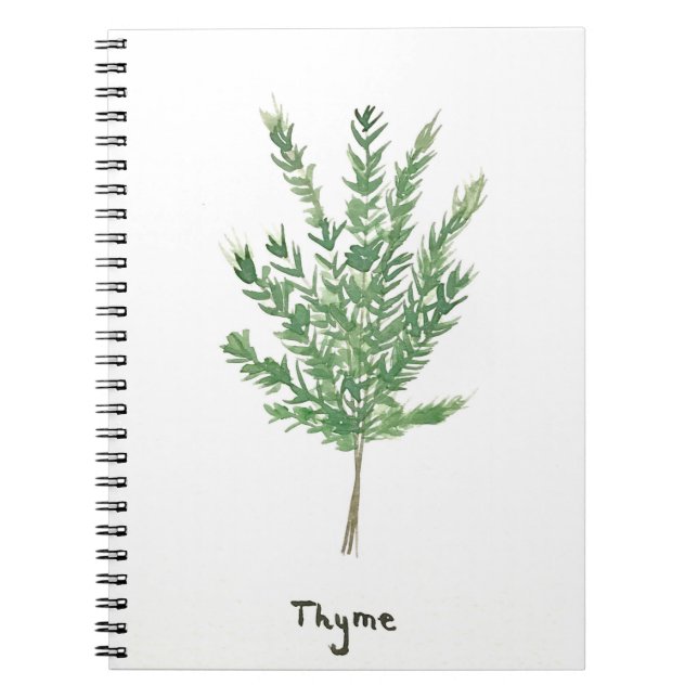 Cuaderno Hierbas de tomillo planta de huerto botánico verde (Frente)