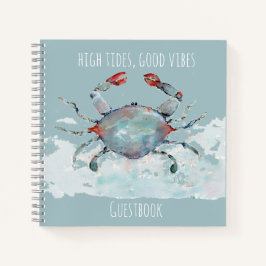 Cuaderno High Tides, Good Vibes Watercolor Crab Guestbook
