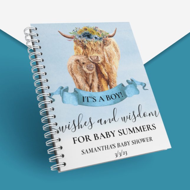 Cuaderno Highland Cow Desea Wisdom Blue Boy (Subido por el creador)