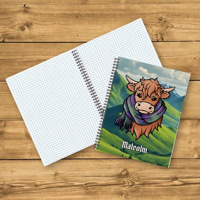Cuaderno Highland Cow with Malcolm Tartan Scarf (Subido por el creador)