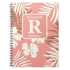 Cuaderno Hihibisco de color melocotón tropical personalizad