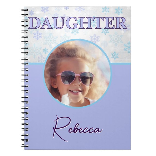 Cuaderno Hija Invierno Congelado Copo de Nieve Pastel Foto  (Frente)