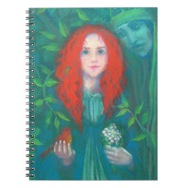 Cuaderno Hijo del bosque, chica de pelo rojo, tonos verdes