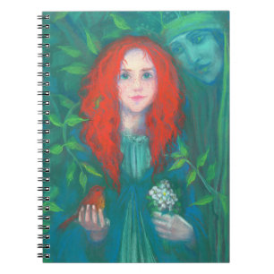 Cuaderno Hijo del bosque, chica de pelo rojo, tonos verdes