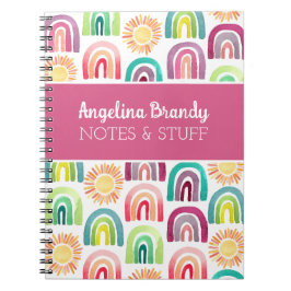Cuaderno Hijos de arcoiris y sunitas rosados personalizados