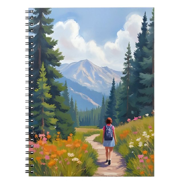 Cuaderno Hiking Trail Mountain Nature Landscape Watercolor (Frente)