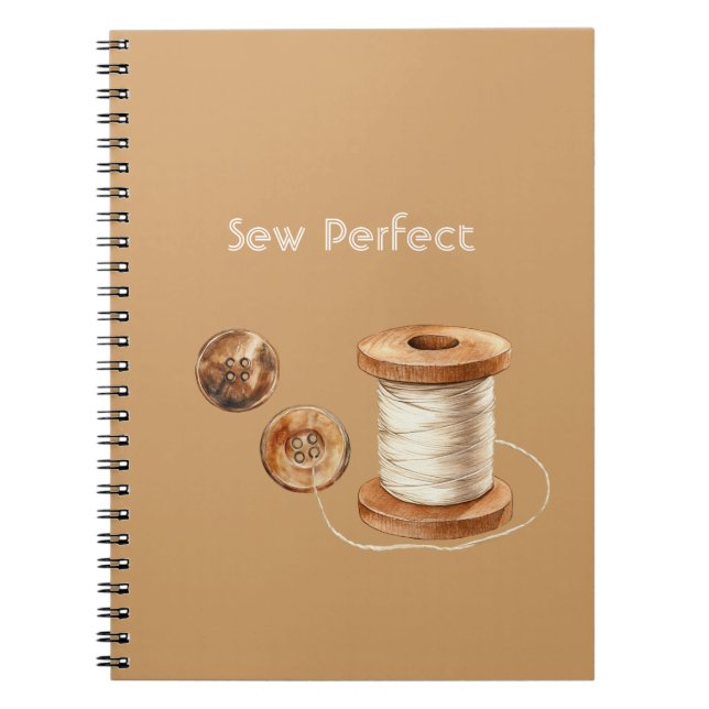 Cuaderno Hilos Botones Perfectos Marrón Crema Marfil Para C (Frente)