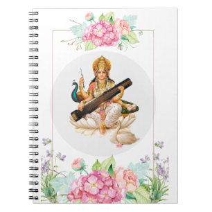 Cuaderno hindú del diario de Saraswati de la dios