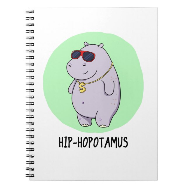 Cuaderno Hip-Hopotamus divertido juego de palabras de hipop (Frente)