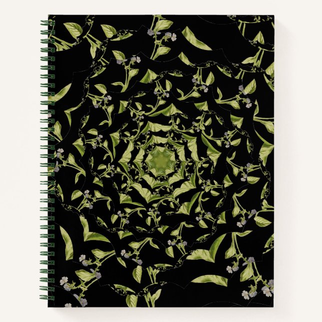 Cuaderno Hipnosis de naturaleza verde y negra fractal (Anverso)