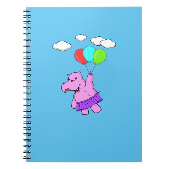 Cuaderno Hipo Rosa Volando Con Globos (Frente)