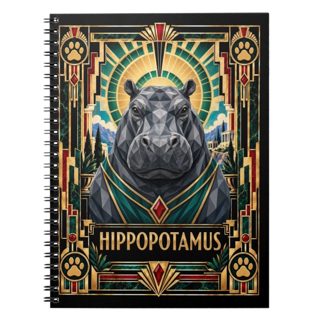 Cuaderno Hipopótamo, fauna Art Déco (Frente)