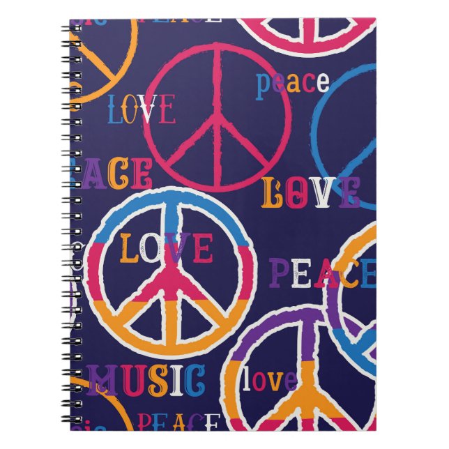 Cuaderno Hippie Peace: Vibrante Diseño de Símbolo. (Frente)