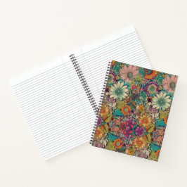 Cuaderno Hippie retro: Bloc de notas Daisy Garden