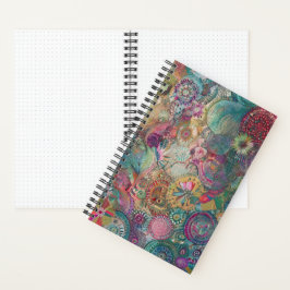 Cuaderno Hippie retro: bloc de notas en espiral de fantasía