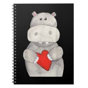 Cuaderno Hippo cutáneo Hipopótamo Sujeto corazón   Love Hip