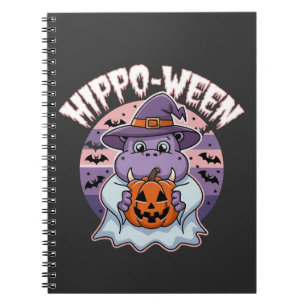 Cuaderno Hippo-ween Spooky Halloween Moo Deng Hippo Ghost