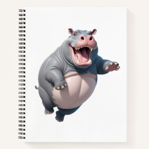 Cuaderno Hippopótamo Feliz Diversión Jugadora Saltando Al A