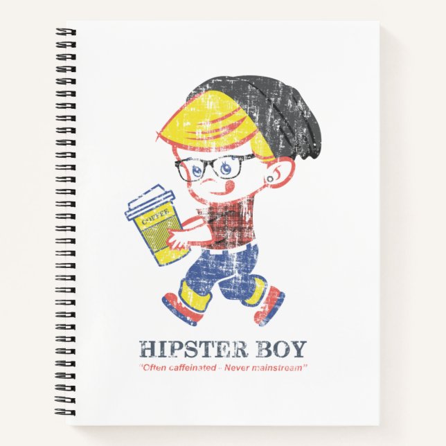 Cuaderno Hipster Boy mal angustiado ilustracion de parodia  (Anverso)