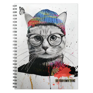 Cuaderno Hipster Cat   Diario de bloc de notas