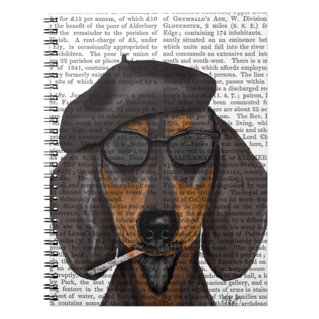 Cuaderno Hipster Dachshund Negro y Tan (Frente)
