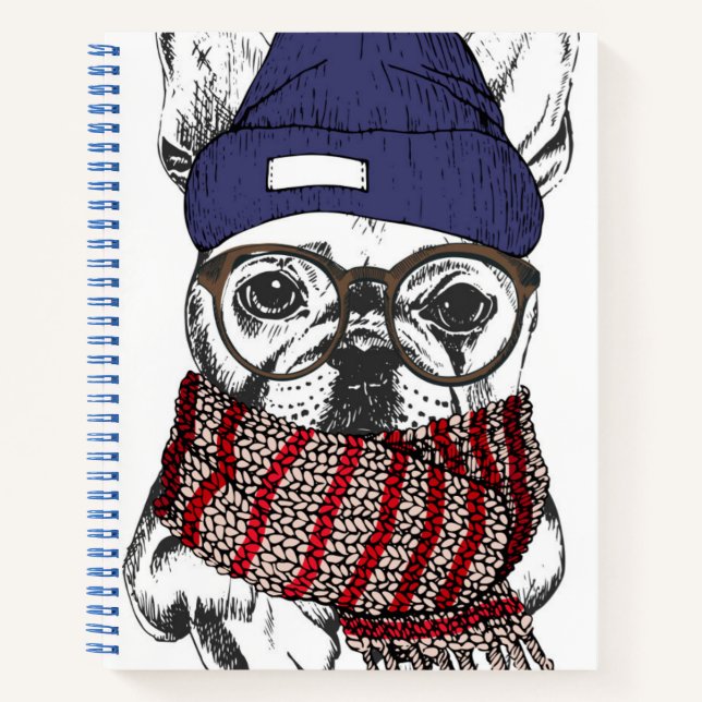 Cuaderno Hipster Perro Bull Francés (Anverso)