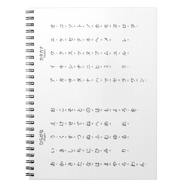Cuaderno Hiragana Katakana Romaji Japanese Characters (Frente)