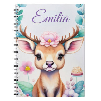 Cuaderno Hirsch mit Blumen - Wasserfarbe Kindermotiv