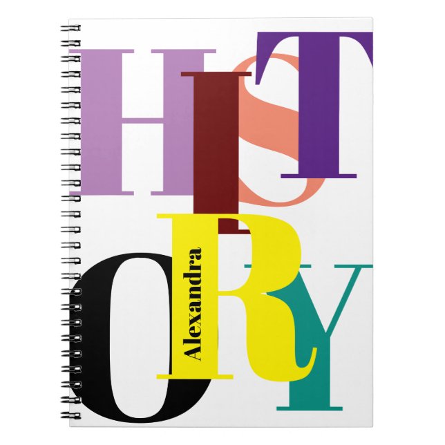 Cuaderno "HISTORIA" colorida personalizada (Frente)