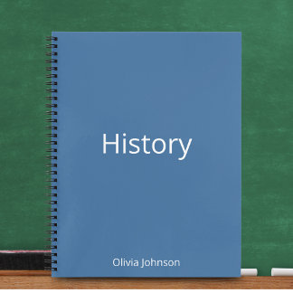 Cuaderno Historia personalizada en azul acero educativa