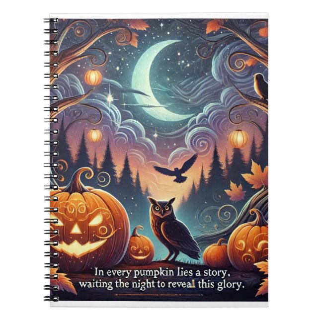 Cuaderno Historias ocultas de calabazas de Halloween (Frente)