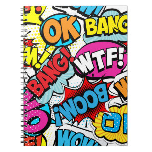 Cuaderno Historieta de arte pop: Patrón retro sin problemas