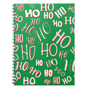 Cuaderno HO HO HO Navidades de texto patrón de texto rojo b