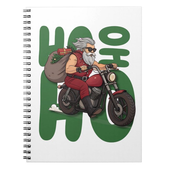 Cuaderno Ho Ho Ho Santa Biker (Frente)