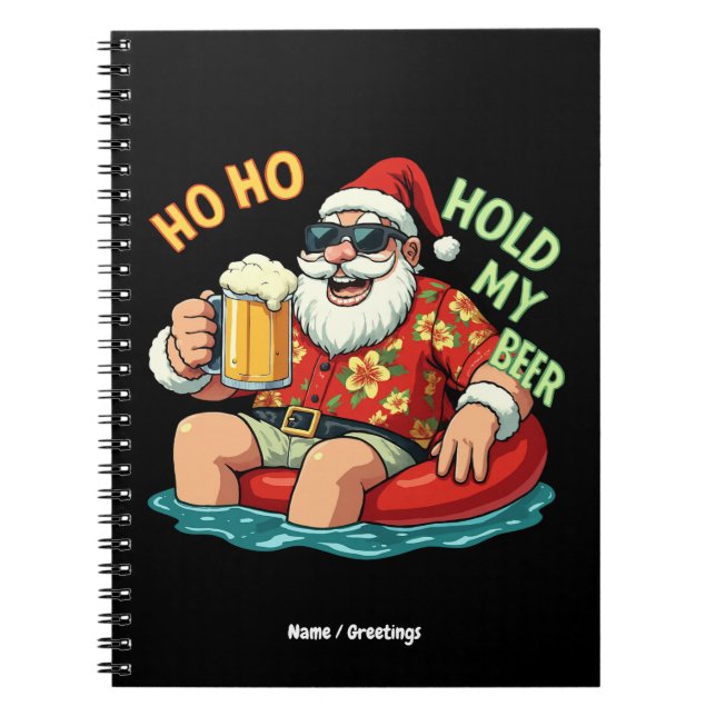 Cuaderno Ho Ho Hold My Beer Funny Bebiendo Navidades Santa (Frente)