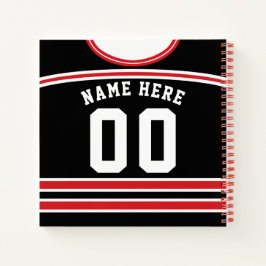 Cuaderno Hockey sobre hielo personalizable Black & Red Jers