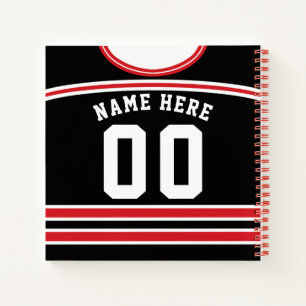Cuaderno Hockey sobre hielo personalizable Black & Red Jers