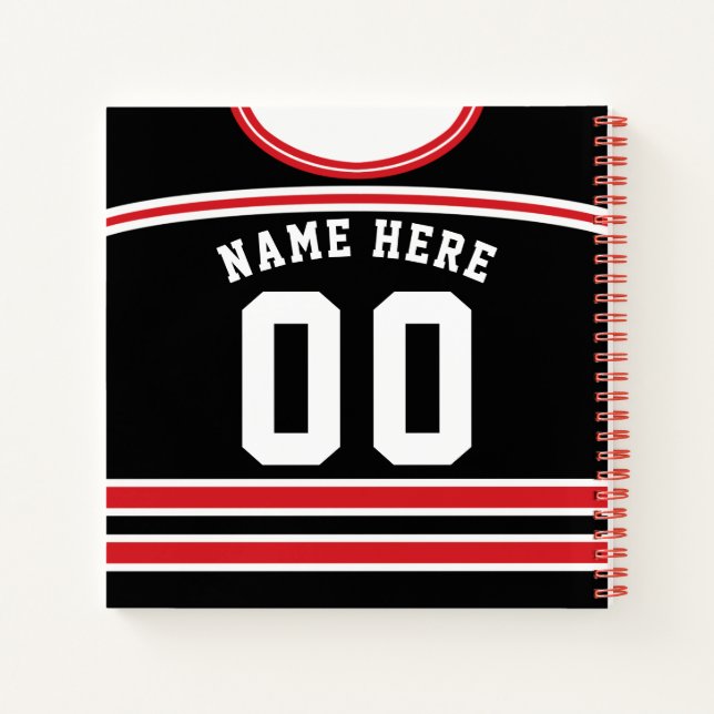 Cuaderno Hockey sobre hielo personalizable Black & Red Jers (Reverso)