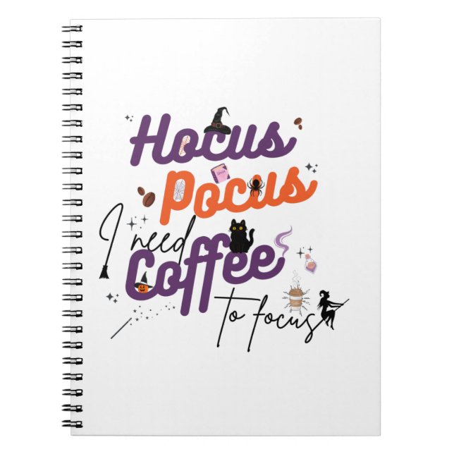 Cuaderno Hocus Pocus necesito café para enfocarme (Frente)