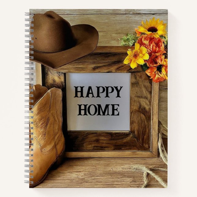 Cuaderno Hogar Feliz Vaquera Estilo Vaquero Con Botas De Va (Anverso)