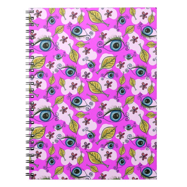 Cuaderno Hoja De Flor De Ojo_Púrpura (Frente)