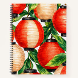 Cuaderno Hoja de Linterna Japonesa Roja