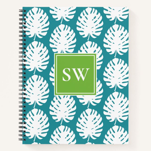 Cuaderno Hoja de Monstera Tropical Costera Moderna (Anverso)