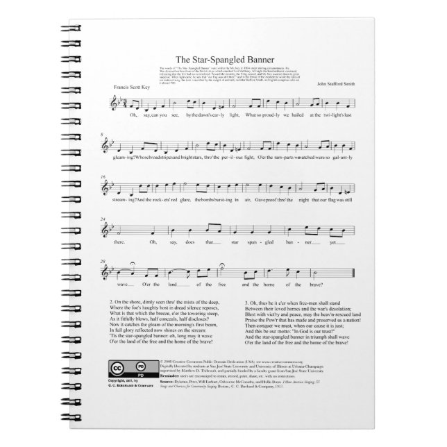 Cuaderno Hoja de Música del Himno Nacional de Banner Españo (Frente)