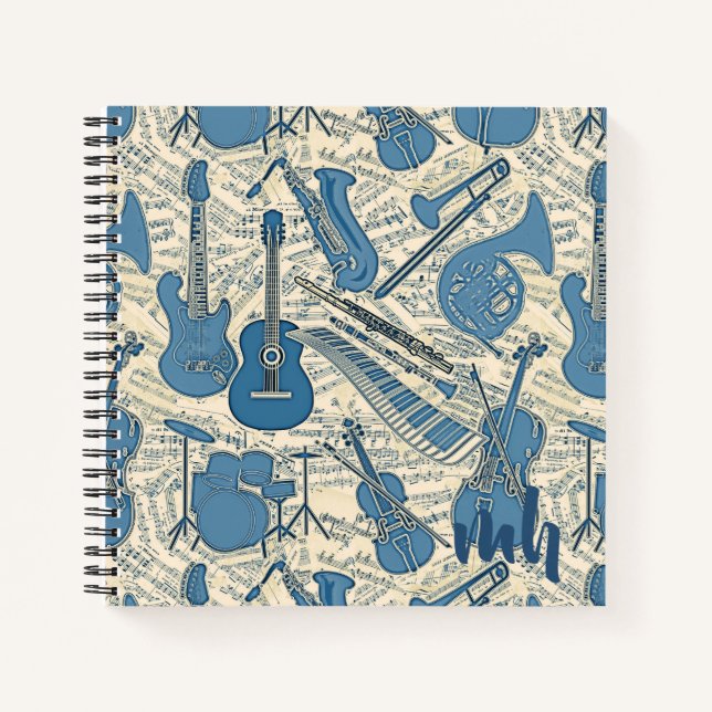 Cuaderno Hoja de música e instrumentos Blue/Ivory ID481 (Anverso)