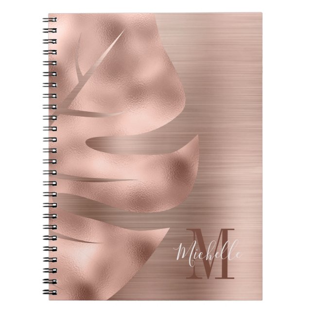 Cuaderno Hoja de oro rosa con monograma (Frente)