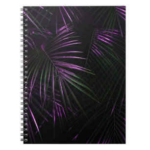Cuaderno Hoja de palma de dátil pintada dorada en negro osc