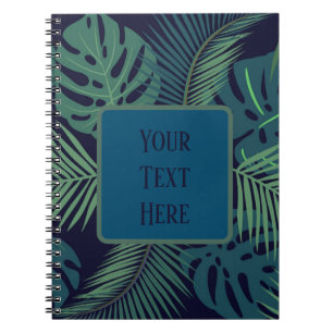 Cuaderno hoja de palma negra tropical moderna, hojas de hig