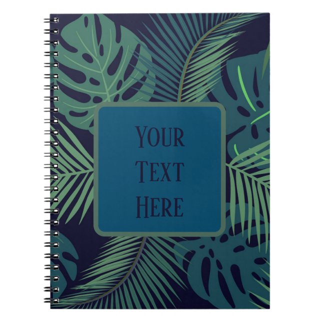 Cuaderno hoja de palma negra tropical moderna, hojas de hig (Frente)